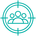 Icon mit einer Zielscheibe mit Personen in der Mitte