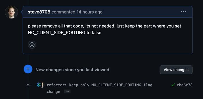 Screenshot of me requesting changes